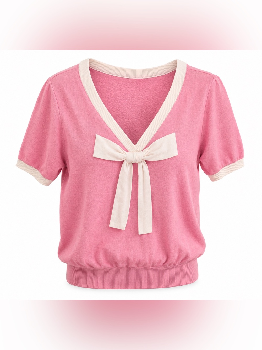 Pink and White Bow Sweater